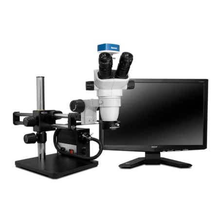 Scienscope SSZ Stereo Trinocular With Fiber-Optic LED Light On Dual Arm Stand SZ-PK10-AN